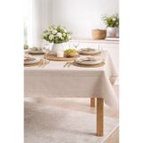 Gülce Home Collection Keten Çizgili Masa Örtüsü Kahve
