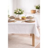 Gülce Home Collection Krem Keten Kumaş Çizgili Masa Örtüsü Gülce 160*220 cm