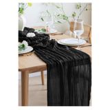 Gülce Home Collection Sofia Tül Runner Masa Örtüsü I Düğün,Nişan,Doğum Günü,Parti,Yılbaşı ve Özel Gün Süslemesi Siyah