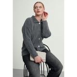 Gülce moda Kadın Polo Yaka Düğmeli Peluş Sakal Triko Hırka