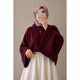 Gülce moda Kadın Yarasa Kol Oversize Triko Kazak Bordo