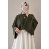Gülce moda Kadın Yarasa Kol Oversize Triko Kazak Haki