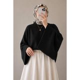 Gülce moda Kadın Yarasa Kol Oversize Triko Kazak Siyah