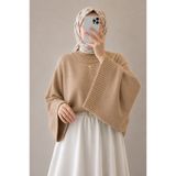 Gülce moda Kadın Yarasa Kol Oversize Triko Kazak Vizon