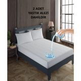 Gülcü Çift Kişilik Kapitone Fitted Su Geçirmez Yastık ve Yatak Alezi Seti Yatak Koruyucu - 200 x 200 cm - Beyaz