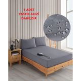 Gülcü Tek Kişilik Renkli Mikro Set Mikro Fitted Sıvı Geçirmez Yastık Alezi ve Yatak Alezi Seti - 100 x 200 cm - Gri