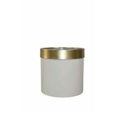 Güleç Yapay Çiçek 35*35*35 Krem Gold Bilezikli Metal Saksı