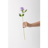 Güleç Yapay Çiçek Yapay Kadife Gül Tek Dal Mor 50 Cm