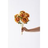 Güleç Yapay Çiçek Yapay Lilyum Gül Demeti 45 Cm 11 Dal Açık Turuncu