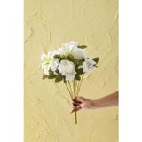 Güleç Yapay Çiçek Yapay Lilyum Gül Demeti 45 Cm 11 Dal Beyaz