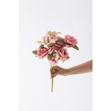 Güleç Yapay Çiçek Yapay Lilyum Gül Demeti 45 Cm 11 Dal Pembe