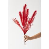 Güleç Yapay Çiçek Yapay Tüylü Palmiye Yaprağı 75 Cm 8 Dal Kırmızı
