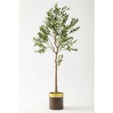 Güleç Yapay Çiçek Yapay Zeytin Ağacı 175 Cm Kahverengi Gold Metal Saksı