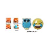 Gülen Emoji Mavi Baykuş Cep Sobası,el Isıtıcı,2 Adet Sıcak Su Torbası Pvc 9cm