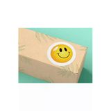 Gülen Suratlar Sarı Emoji Etiketi Yuvarlak Mat Sticker 4 Cm (40 Adet)