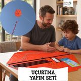 Gülen Uçurtma / Naylon Altıgen Uçurtma Yapım Seti (Orta Boy) - Plastik Çıtalı - Turuncu