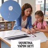 Gülen Uçurtma / Naylon Altıgen Uçurtma Yapım Seti - Plastik Çıtalı - Beyaz