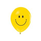 Gülen Yüz Baskılı Sarı Balon 12 Inch 30 Adet