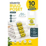 Gülenyüz Baskılı Rulo Poşet Büyük Boy 10 Rulo Hışır Atlet Poşet Market Manav Poşeti