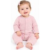 Güler Butik Lüks Kalite Kız Bebek Patikli Tulum, %100 Pamuklu Pudra Pembe Çıtçıtlı Bebek Uykusu ve Günlük Tulumu - 00-Pembe - 3 - 6 Ay