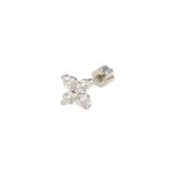 Güler Yüzlü Silver DÖRT TAŞLI ÇİÇEK GÜMÜŞ TRAGUS PIERCING - RODYUM BEYAZ