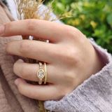 Güler Yüzlü Silver Oval Taşlı Dorica İkili Gümüş Yüzük