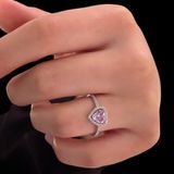 Güler Yüzlü Silver PEMBE ZİRKON TAŞLI KALP GÜMÜŞ YÜZÜK - 10