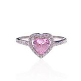 Güler Yüzlü Silver PEMBE ZİRKON TAŞLI KALP GÜMÜŞ YÜZÜK - 20