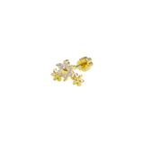 Güler Yüzlü Silver ÜÇLÜ ÇİÇEK GÜMÜŞ TRAGUS PIERCING - ALTIN SARI