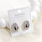 Güler Yüzlü Silver XUPING 11 MM TAŞLI KALIN BOMBELİ HALKA KÜPE - BEYAZ