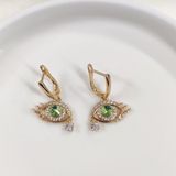 Güler Yüzlü Silver XUPING YEŞİL DAMLA GÖZ HALKA KÜPE ROSE