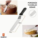 Güleryüz 20 cm Eğik Paslanmaz Çelik Uçlu Yuvarlak Pasta Sıvama Kek ve Fırın Spatulası ve Düzleştirici mutfak spatulası 1 ADET - METAL