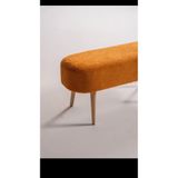 GÜLEŞ HOME LUNA Retro Ahşap Ayaklı Geniş Oturum Alanlı Ovel Bench Puf Turuncu