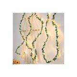 Gülfa Giftbox Ev Balkon Çit Süsleme Dekorasyon 7 Metre Tel Sarmaşık + 5 Mt Ledli Dekor Süsü Yapraklı Led
