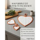 Gülgel Tekstil Kalp Şekilli 2'li Mutfak Tutacağı Seti - %100 Pamuk Havlu Isıya Dayanıklı Fırın ve Tencere Tutacağı - Turuncu