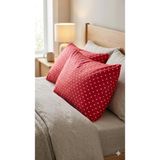 Gülgel Tekstil Kırmızı Kalp Desenli Ranforce Yastık Kılıfı Seti (2'li) - 50X70 cm Fermuarlı Baskılı Kılıf - Kırmızı - Beyaz - 50 x 70