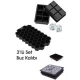 GULHANILE 3'lü Buz Kalıbı Seti Mega Küp 24'lü Petek Şekilli Sunum Buzluk Ice Cube, buz8
