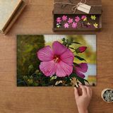 Gülhatmi Çiçeği- Pembe Çiçek Tasarımı 240 Parça Ahşap Puzzle Ahşap Kutuda MP00053