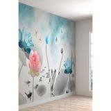 Güller Ve Kelebekler Desen Silinebilir Sağlıklı Tekstil Duvar Kağıdı, 300 x 280