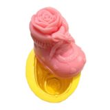 Güllü Bebek Patiği Şeklinde Silikon Pasta ve Seker Hamuru Kalibi 7x4,5x5,5 cm