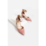 Güllü Shoes Kadin Gül Kurusu Topuklu Ayakkabı Abiye Stiletto Kalın Topuk Gelinlik Ayakkabisi 5.5cm