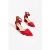 Güllü Shoes Kadin Kırmızı Ayakkabı Abiye Stiletto Kalın Topuk Gelinlik Ayakkabisi 5.5cm