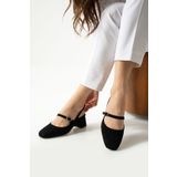 Güllü Shoes Kadın Siyah Kısa Topuklu süet Ayakkabı - Günlük ve Davet Kombinleri İçin Şık Tercih