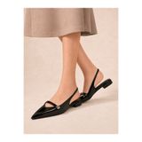 Güllü Shoes Kadın Siyah Rugan Arkası Açık Tokalı Mary Jane Kısa Topuklu Günlük Ofis Sivri Burun Babet Ayakkabı