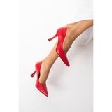 Güllü Shoes Kadın Topuklu Ayakkabı Kırmızı Stiletto Konforlu Vegan Deri Mat - Özel Gün Ve Günlük Kullanım