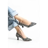 Güllü Shoes Şık Desenli Kısa Topuklu Ayakkabı – Siyah Beyaz Kadın Stiletto – Günlük ve Ofis Kullanıma Uygun