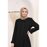 gülmedine 2135 Krep Kumaş Mevlana Kloş Taşlı Ferace Abaya – İç Göstermeyen Tesettür Ferace