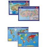 Gülpaş Dünya ve Türkiye Haritası 70x100 cm İkili Paket Renkli ve Pratik Kullanım