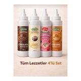 gülsan gıda Gülsan Naturello Topping Sos 4’lü Set pasta sosu waffle sosu(Çikolata, Beyaz Çikolata, Karamel, Meyveli)