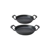 Gülsan Granit Kaplamalı Alüminyum Döküm Çift Taraflı Sahan Tava Set 2'li 20/22 cm Siyah